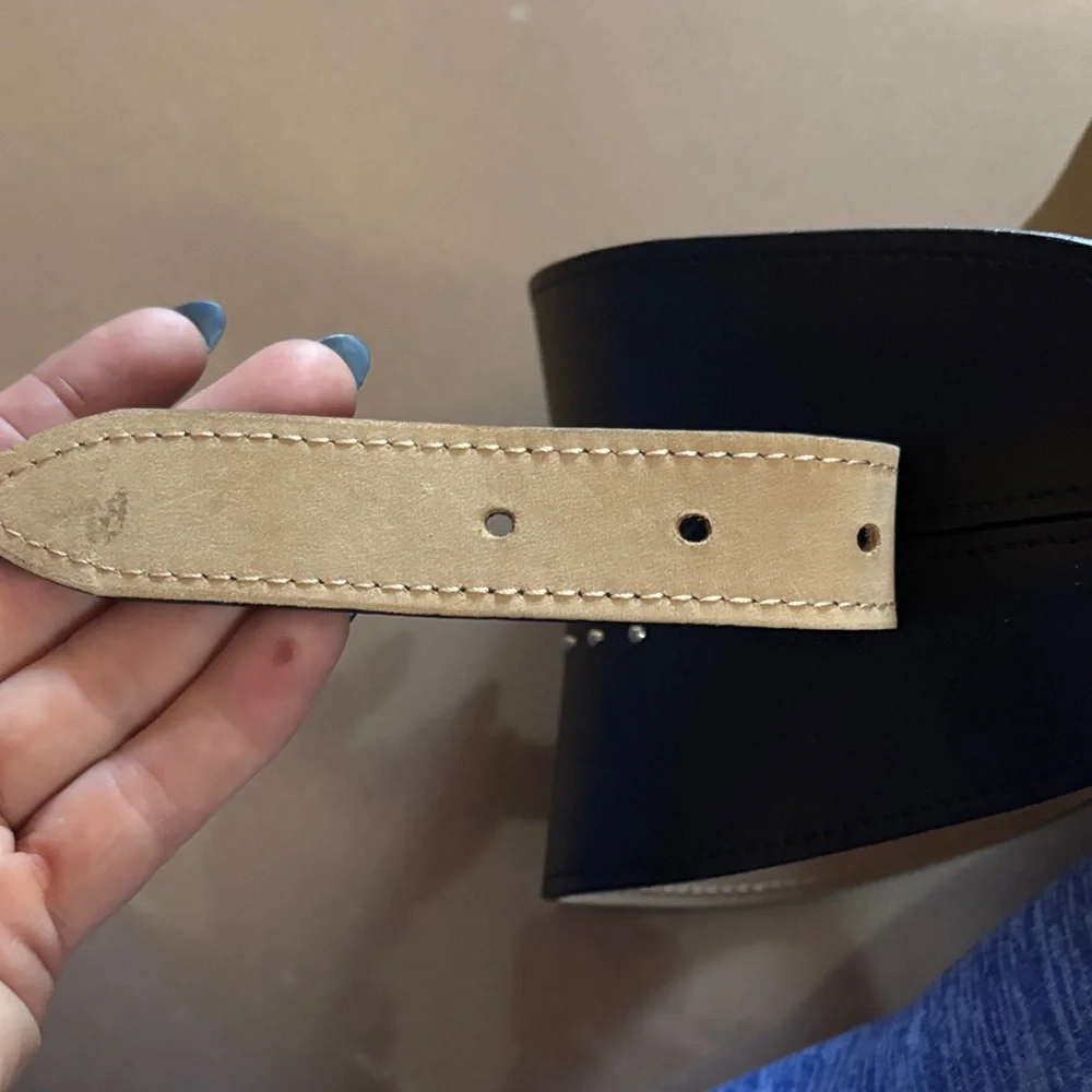 Streets Ahead Black Leather Belt with Silver Studs Small - Picture 11 of 14